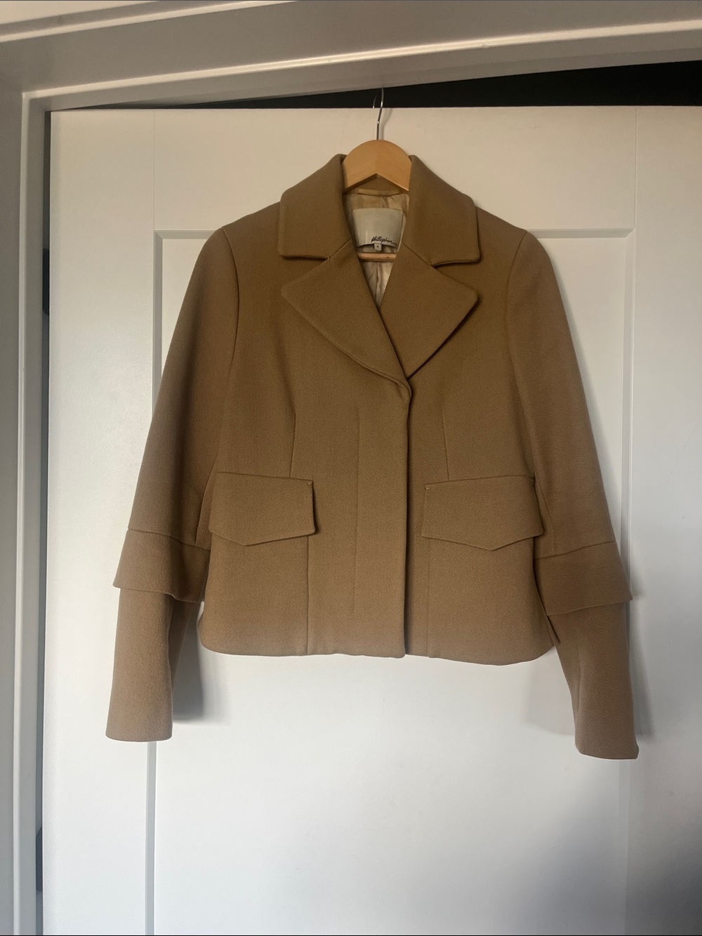 3.1 Phillip Lim Cropped Camel Wool Peacoat